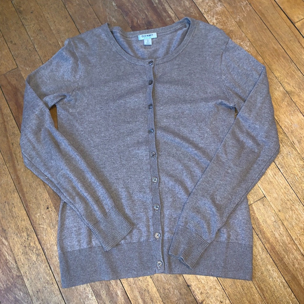 Mink brown crew neck cardigan
